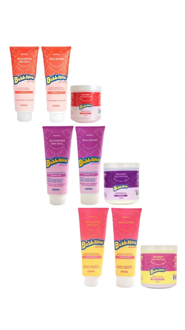 TRIPACK SHAMPOO + BALSAMO + BOMBA BUBBALUU 350 ML